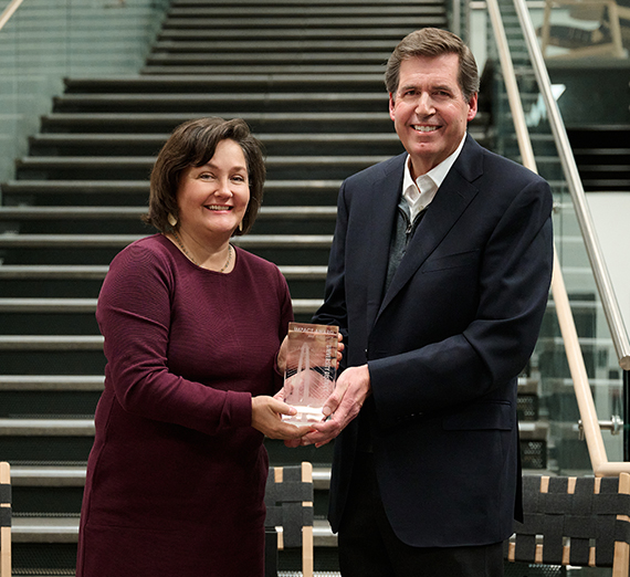 GSBA president Miguel Acosta at commencement 